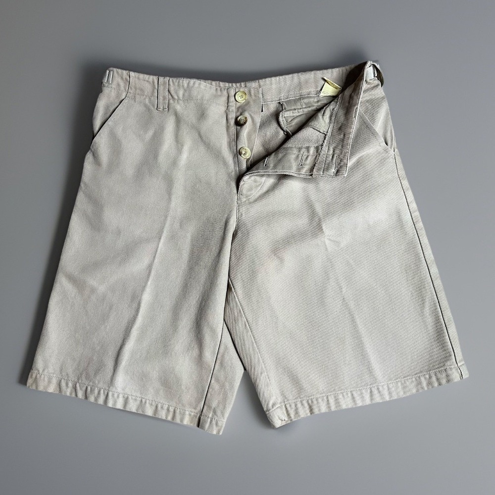 Vintage A.P.C. Paris Shorts Men's Large Khaki Denim Adjustable Waist Luxury Y2K